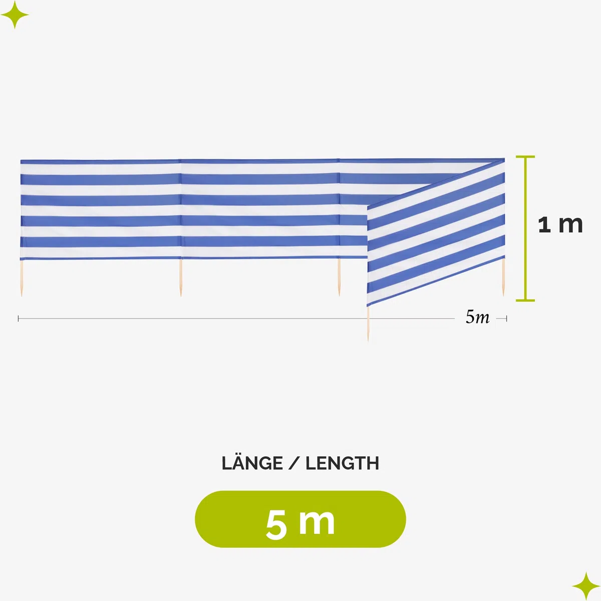Garronda Strand Windschutz Sichtschutz 5m lang Plus Gummihammer GAEX001