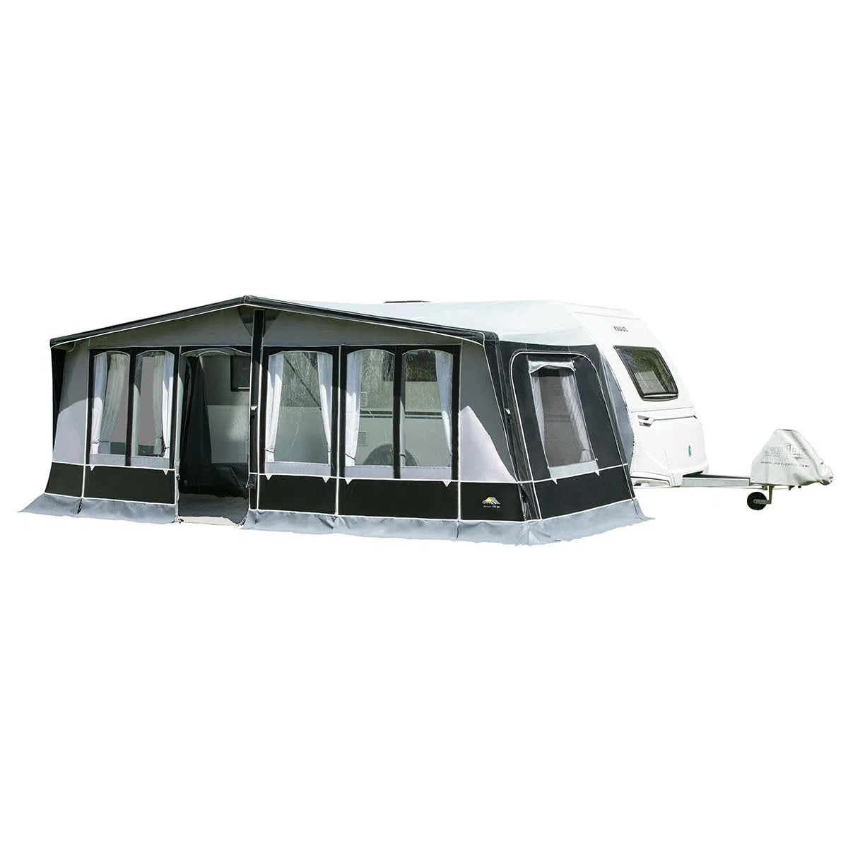 DWT aufblasbares Vorzelt für Wohnwagen - Prime Air II - herausnehmbare Vorder- und Seitenwände - Ganzzelt 240 cm Tiefe - Air-In-System