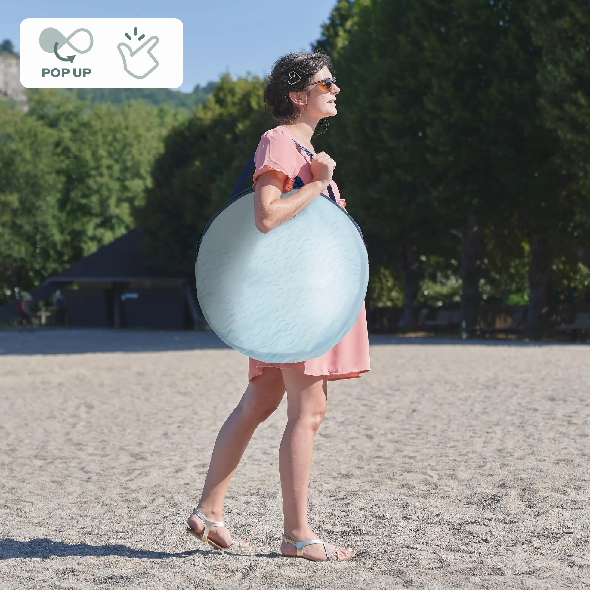 Babymoov Strandmuschel mit UV-Sonnenschutz - LSF 50, Pop-Up-System, Sonnenschutz, Blue Waves