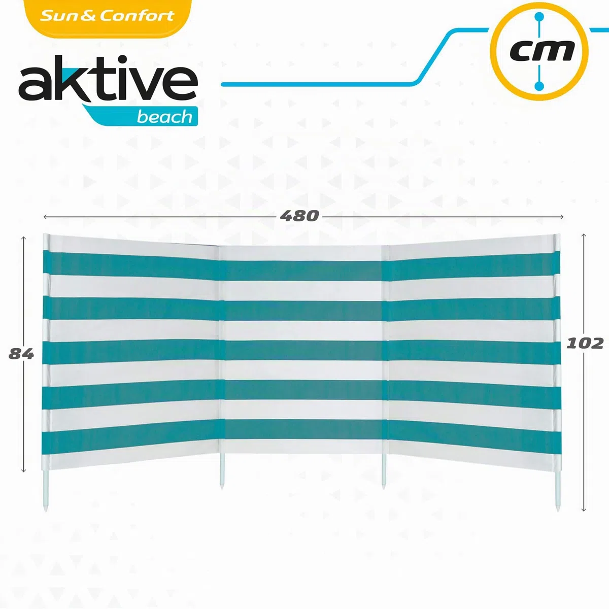AKTIVE 62135 - Polyester-Windschutz 480 x 82 cm mit Stahlstange, Einzeln