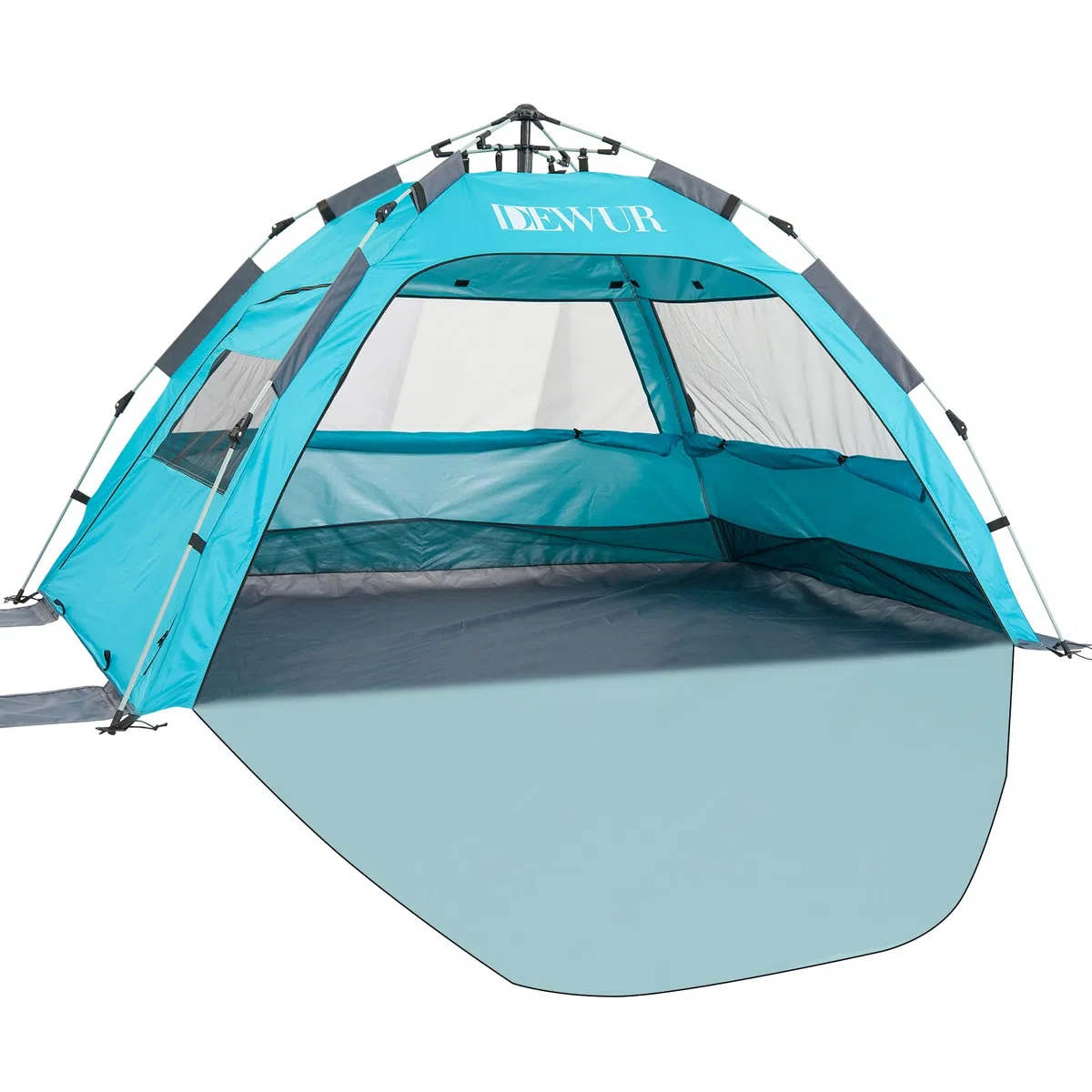 Dewur Strandmuschel 2-4 Personen Pop Up Strandzelt UPF 50+ UV Sonnenschutz Wasserdicht für Familien Strand Camping Garten, Blau