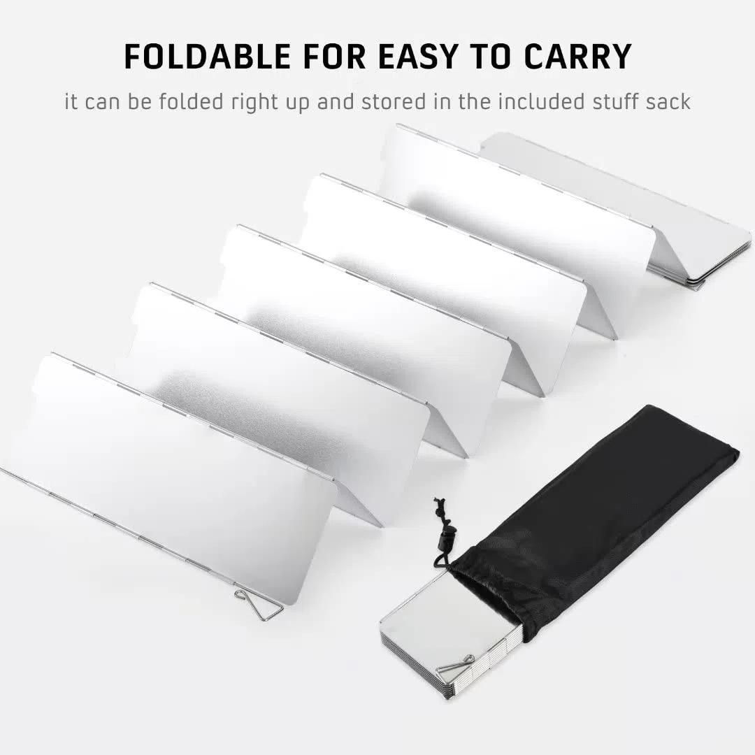 Aluminium Windschutz für Campingkocher Faltbarer Windschutz für Gaskocher, 16-Lamellen Camping Windschutzscheibe Campingkocher Windscreen für Outdoor Öfen Campingkochern Gaskochern