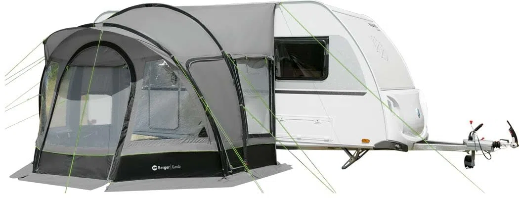 BERGER Garda Reisevorzelt 3 x 3 m | Wohnwagen Camping-Vorzelt mit Stehhöhe | schneller Aufbau | Anbauhöhe von 240 bis 255 cm | Wassersäule 3000 mm, UV-beständig