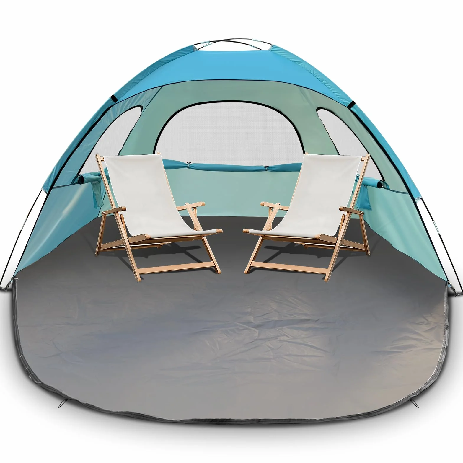JAICOM Strandmuschel, 2-3 Personen Strandzelt mit UPF 50+ UV Schutz, Leichtes, schnell aufzubauendes sonnenzelt Strand, Mit DREI luftigen Fenstern, für Familie, Strand, Garten, Camping