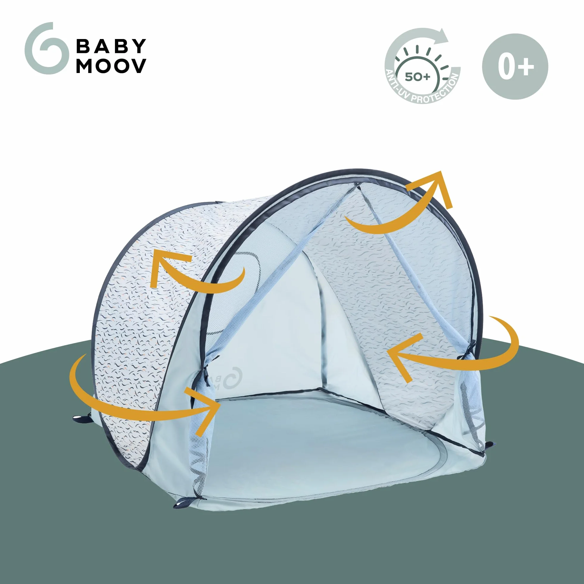 Babymoov Strandmuschel mit UV-Sonnenschutz - LSF 50, Pop-Up-System, Sonnenschutz, Blue Waves