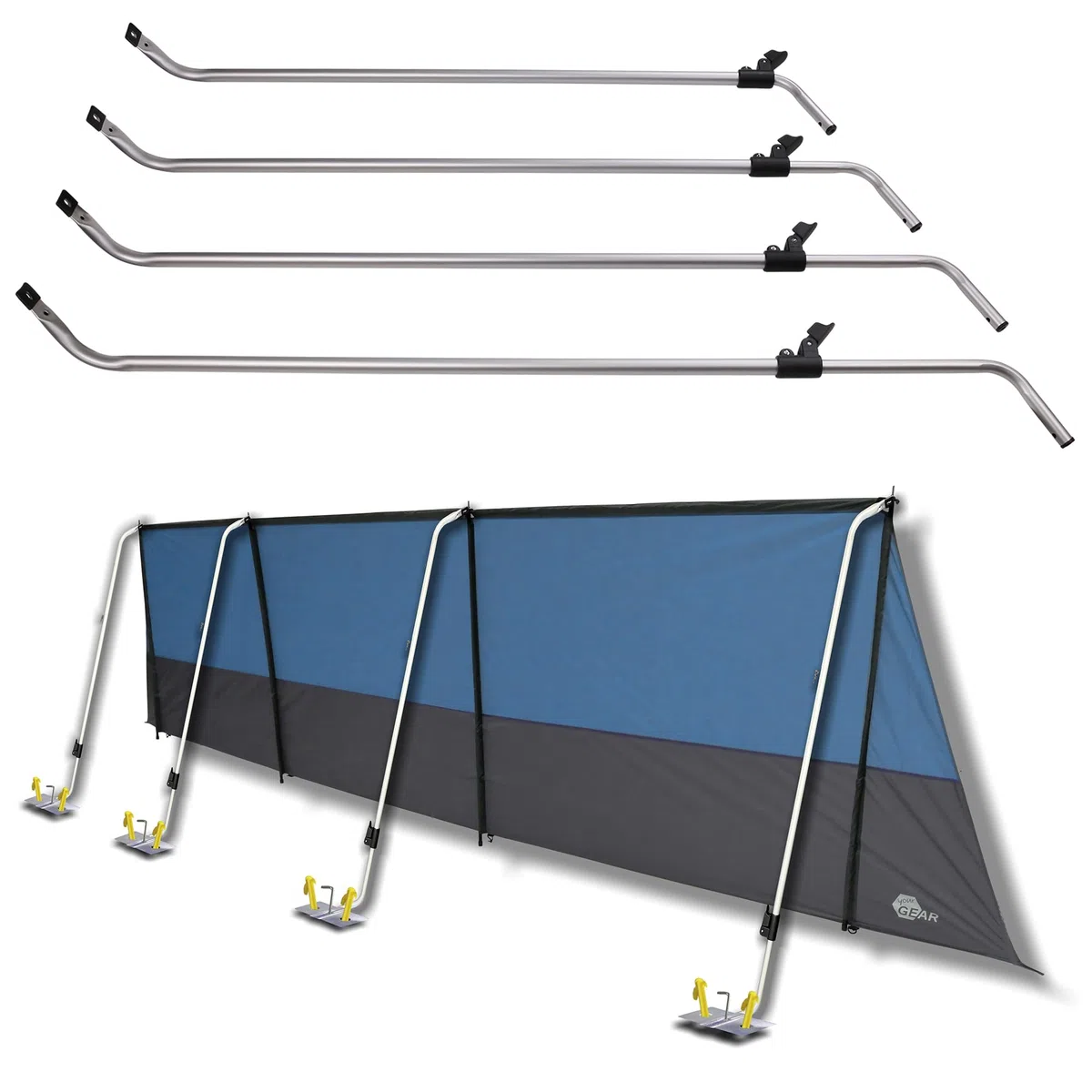 your GEAR Windbreak Pole Set - Teleskopierbare Aluminiumstangen für Camping Sicht- und Windschutz, stabil und einfache Montage - 100 bis 180 cm