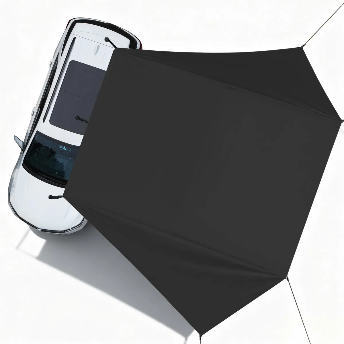 Auto Sonnensegel 2x3x2m 210D Oxford Markise 8000mm Wassersäule 99,9% UV-Schutz Universal Car Awning Aluminium Stangen Saugnäpfen Reflektiven Seilen SUV Van Wohnmobil Camping
