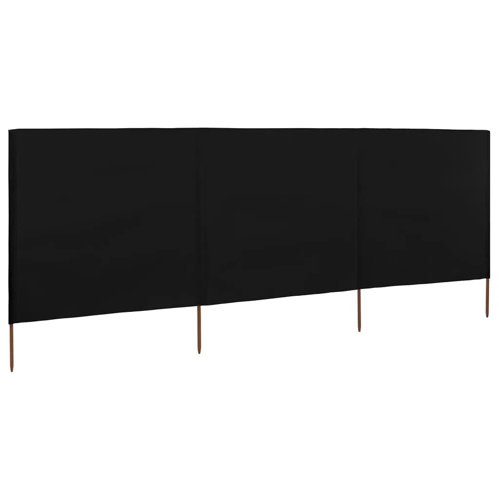 vidaXL Windschutzgewebe Faltbar Windschutz Sichtschutz Sonnenschutz Camping Balkon Terrasse Garten Zaun Strand 3-tlg. 400x120cm Schwarz