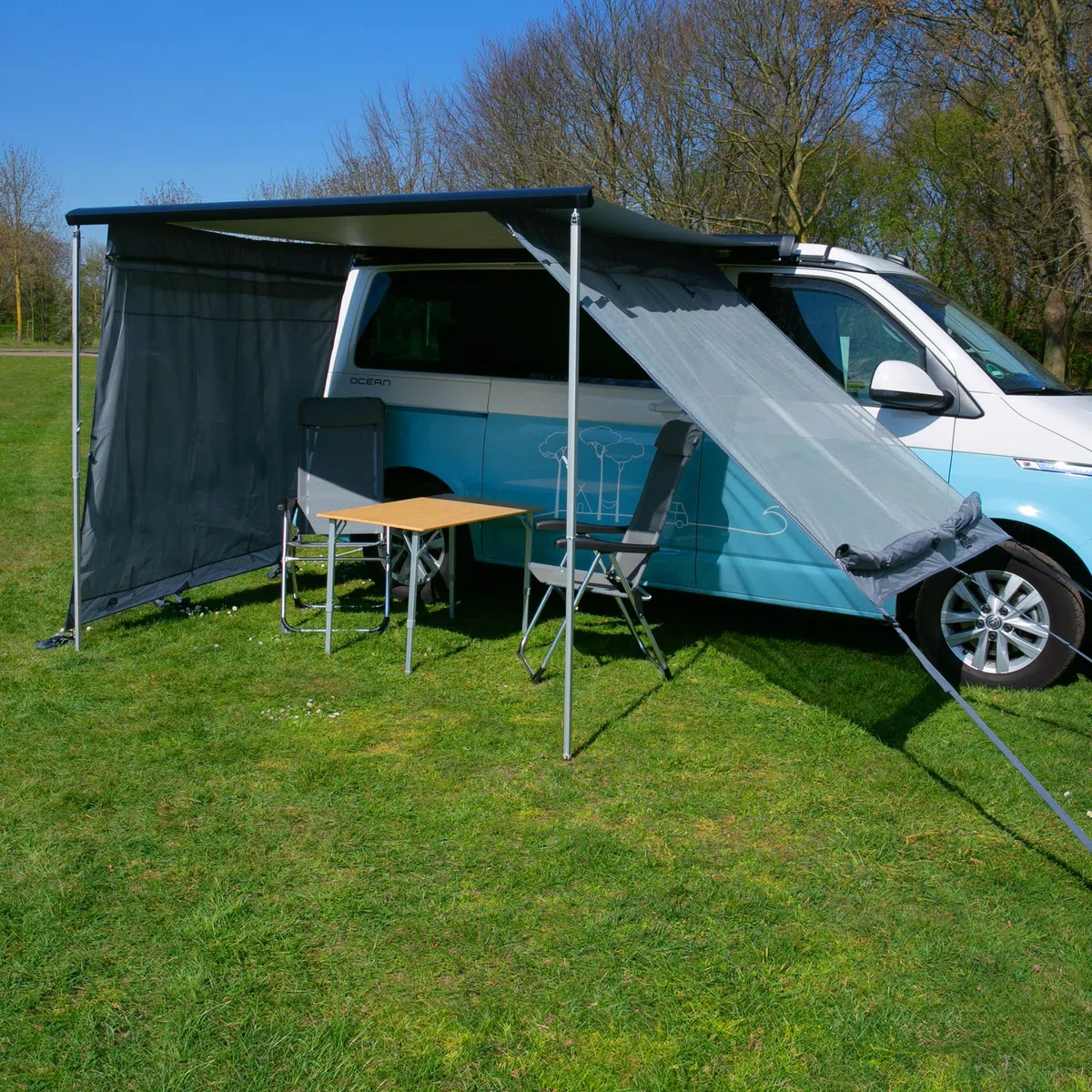 GEAR Campingbus Sun + Rain Blocker Side Walls 2 x Seitenwand für Markise 2 m Auszug