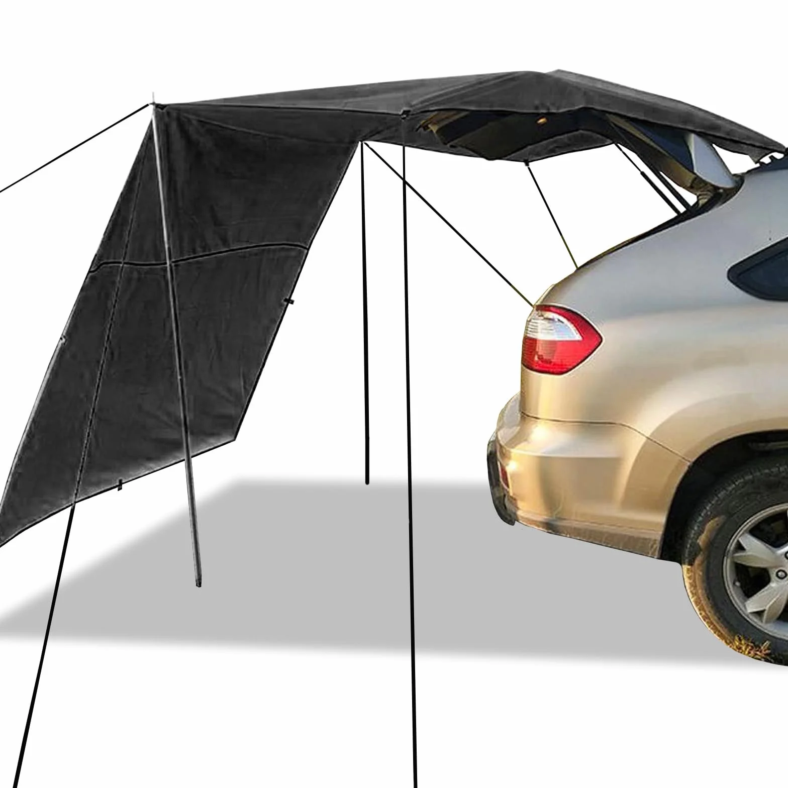 Wasserdichtes Universelles Auto Markise Sonnensegel 200-300cm | Dachzelt & Vorzelt für Auto, Wohnwagen, Bus | UV+50 Schutz, inkl. Stangen & Keder | Outdoor Camping, Strand & Garten