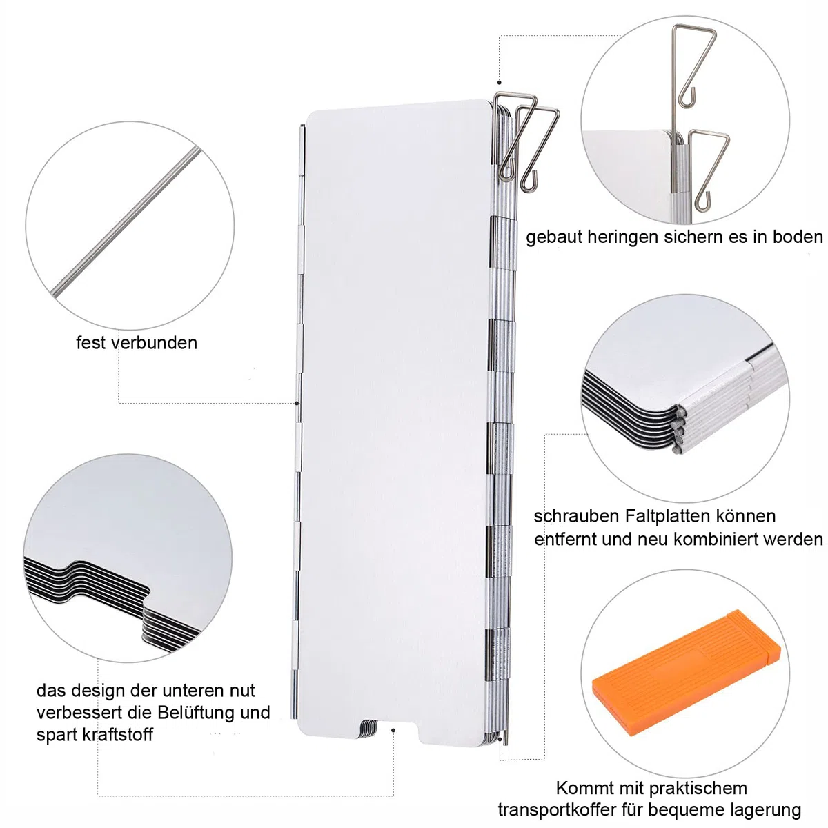Faltbarer Windschutz für Gaskocher 10/12-Lamellen Aluminium Gaskocher Windschutz Outdoor Campingkocher Windschutzscheibe Windblockade für Camping Picknick BBQ