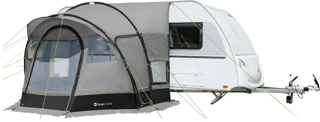 BERGER Garda Reisevorzelt 3 x 3 m | Wohnwagen Camping-Vorzelt mit Stehhöhe | schneller Aufbau | Anbauhöhe von 240 bis 255 cm | Wassersäule 3000 mm, UV-beständig