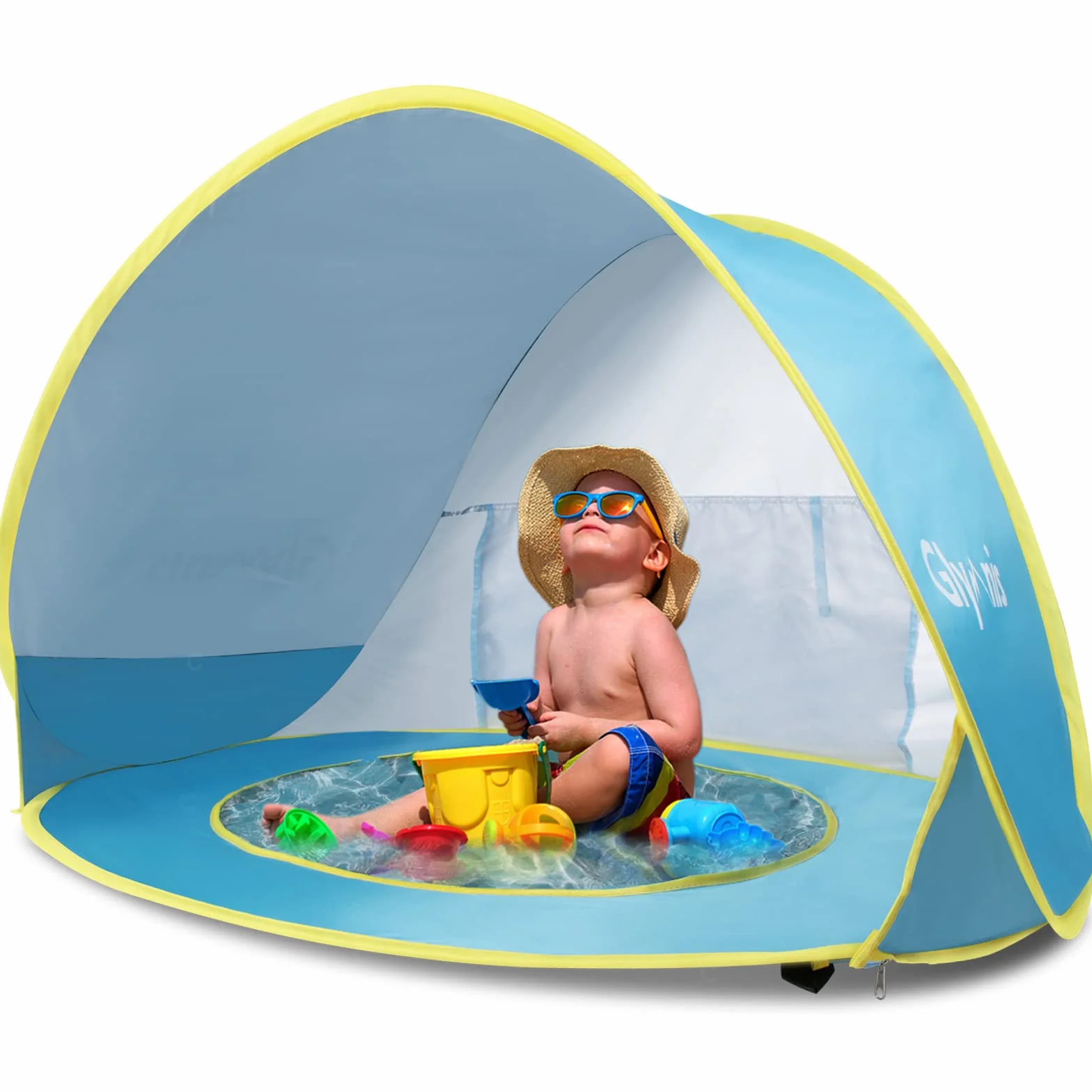 Glymnis Baby Strandmuschel Strandzelt Pop-up Baby Strand Zelt mit trennbarer Pool UV-Schutz UPF 50+ Sun Shade Shelter für Kleinkinder und Baby