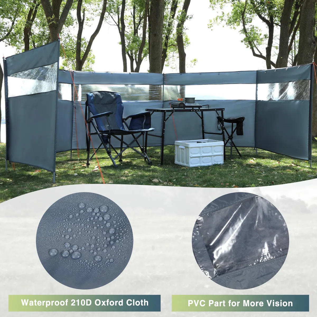 REDCAMP Heavy Duty Camping Windbreaker Outdoor Privacy Shield with Top Window