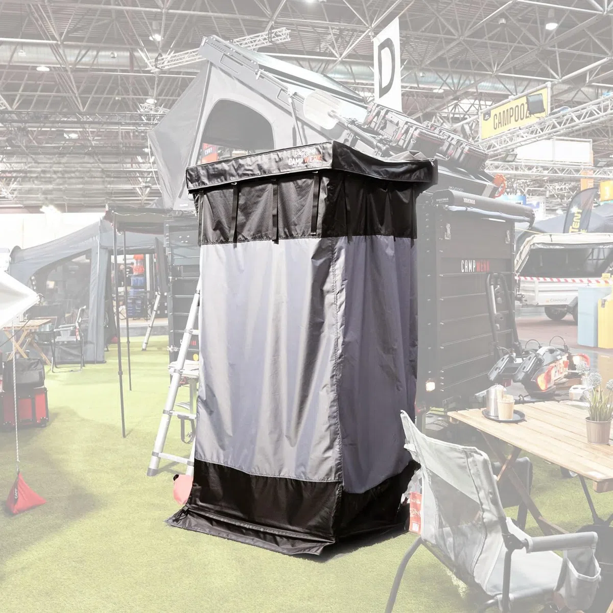 CAMPWERK Duschzelt Höhenverstellbar 175-215 cm mit Regenhaube LED-Beleuchtung Camping Outdoor