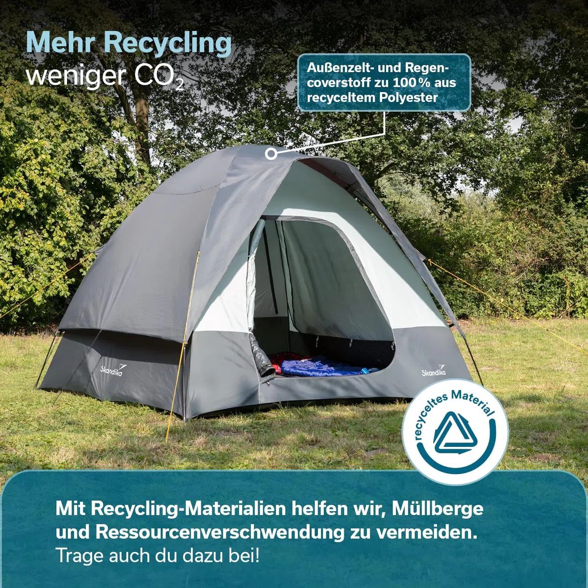 Skandika Heckzelt Pitea SUV Protect | 4 Personen, freistehend, eingenähter Zeltboden, 2,2 m Stehhöhe, große Fenster, wasserfest, 3000 mm Wassersäule, Moskitonetze, 3 x 3 m, für Auto, CUV, Bus, Minivan