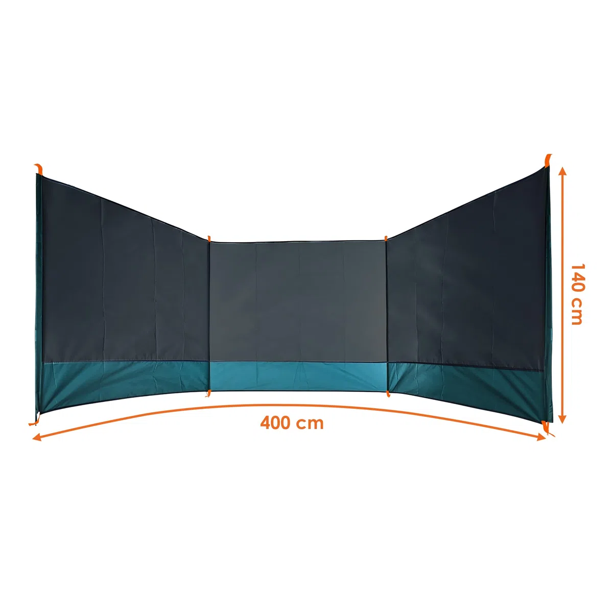 Strand Windschutz grau mit Tragetasche - 400 x 140 cm - Camping Sichtschutz mit Seil und Heringen - Strandzaun Blickschutz See Meer Garten Pool Sicht Schutzwand Spanische Wand