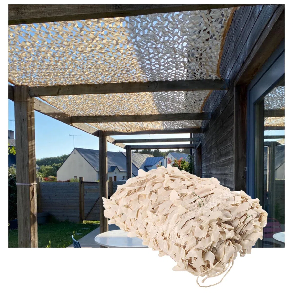 Tarnnetz, Sonnensegel, 1,5/2/3/4/6m Armee-militärnetz, Outdoor-sonnenschutz-tarn-schattennetz, Camouflage Netz, Für Jagd, Terrasse, Partydekoration, Beige Verstärktes Tarnnetz,3x4m(9.8*13ft)