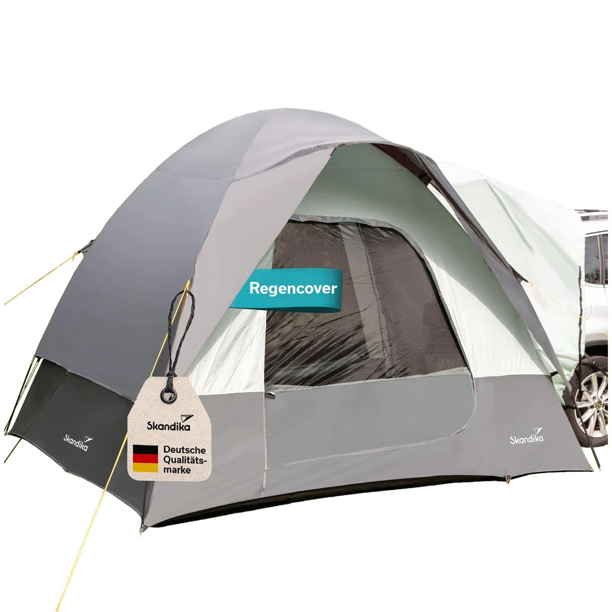 Skandika Heckzelt Pitea SUV Protect | 4 Personen, freistehend, eingenähter Zeltboden, 2,2 m Stehhöhe, große Fenster, wasserfest, 3000 mm Wassersäule, Moskitonetze, 3 x 3 m, für Auto, CUV, Bus, Minivan