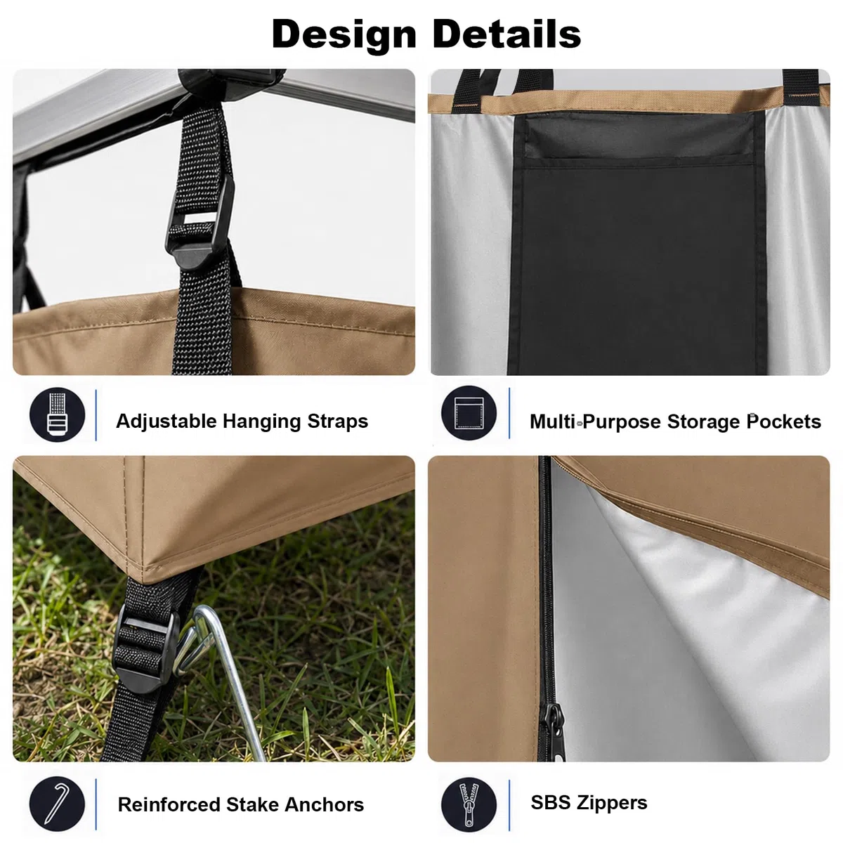 Duschzelt Camping, Oxford Wasserdicht Toilettenzelt, PrivatsphäRe SchutzräUme FüR Outdoor Campingdusche, Unverzichtbar Offroad ZubehöR, Aluminium&Stark ReißFest, Montiert Auf DachträGer Universal