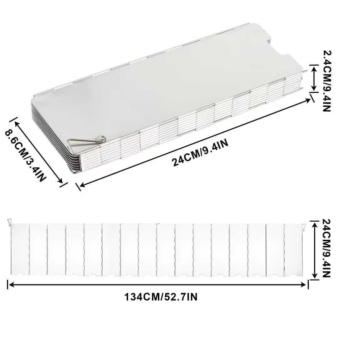 Aluminium Windschutz für Campingkocher Faltbarer Windschutz für Gaskocher, 16-Lamellen Camping Windschutzscheibe Campingkocher Windscreen für Outdoor Öfen Campingkochern Gaskochern