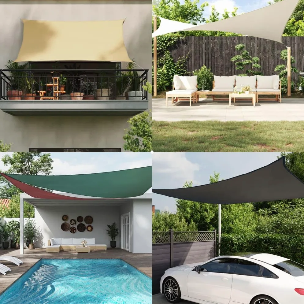 vidaXL Sonnensegel, Sonnenschutz UV Schutz für Balkon Garten Terrasse, Sonnendach Wasserfest, Windschutz Wetterschutz, Hellgrau 5x6x6m 100% Polyester Oxford