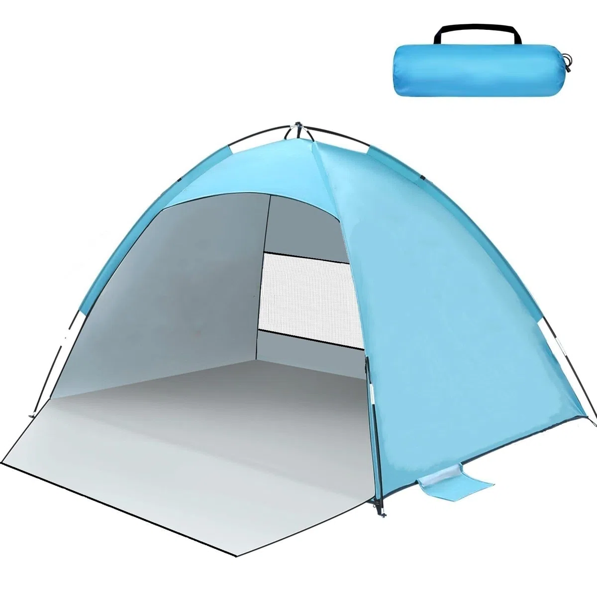 Strandmuschel UV Schutz, UPF 50+ Strandzelt Kleines für 2/3/4 Personen, Tragbarer Strand Zelt, Windschutz Sonnenmuschel Strand Leichte mit Tragetasche