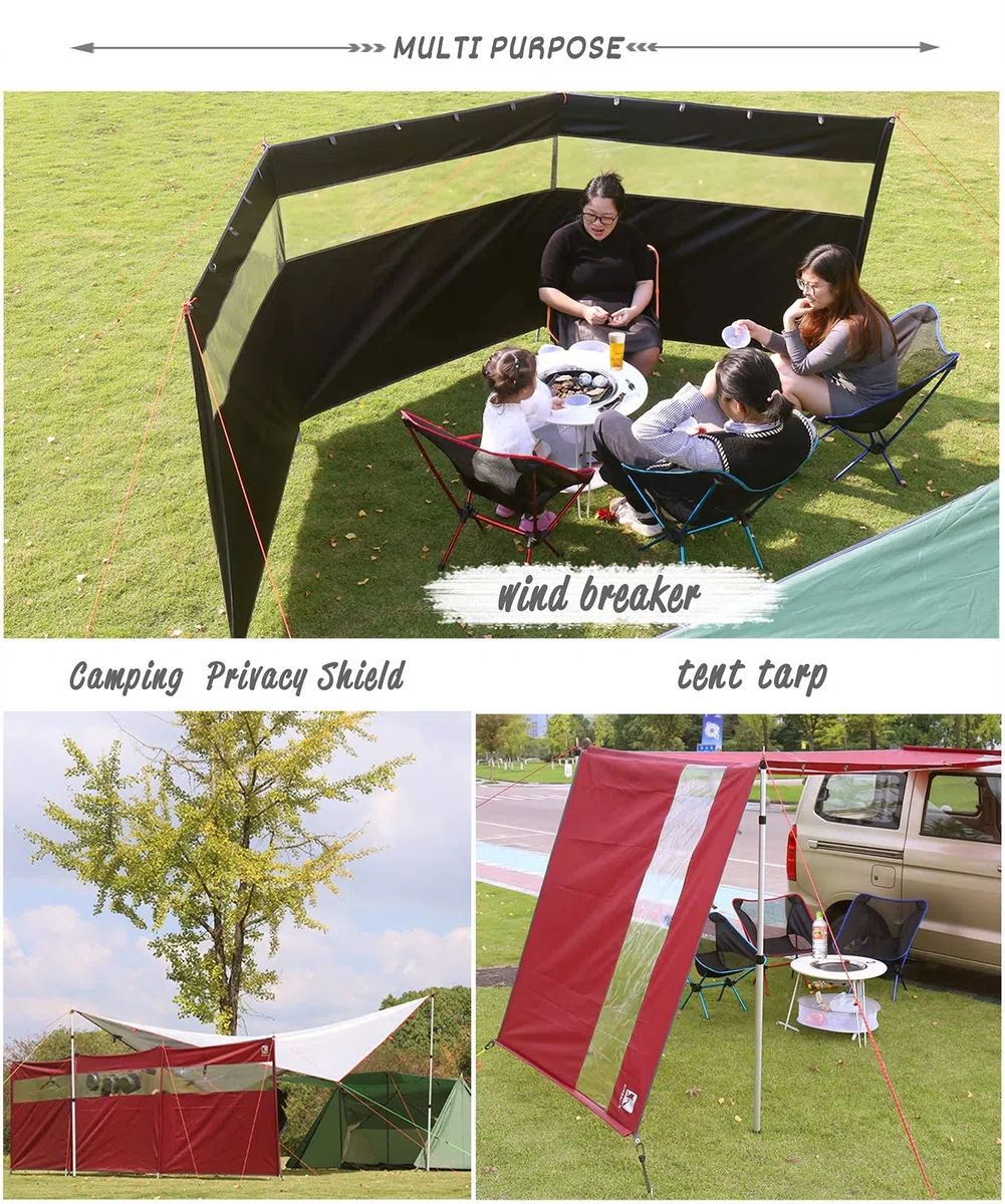 HIKEMAN Camping Windschutz Sichtschutz Garten - Strand Windschutz mit Sichtfenster,Outdoor Caravan Privacy Shield,kann als Zeltplane für Picknick,Grill,Lagerfeuer verwendet Werden