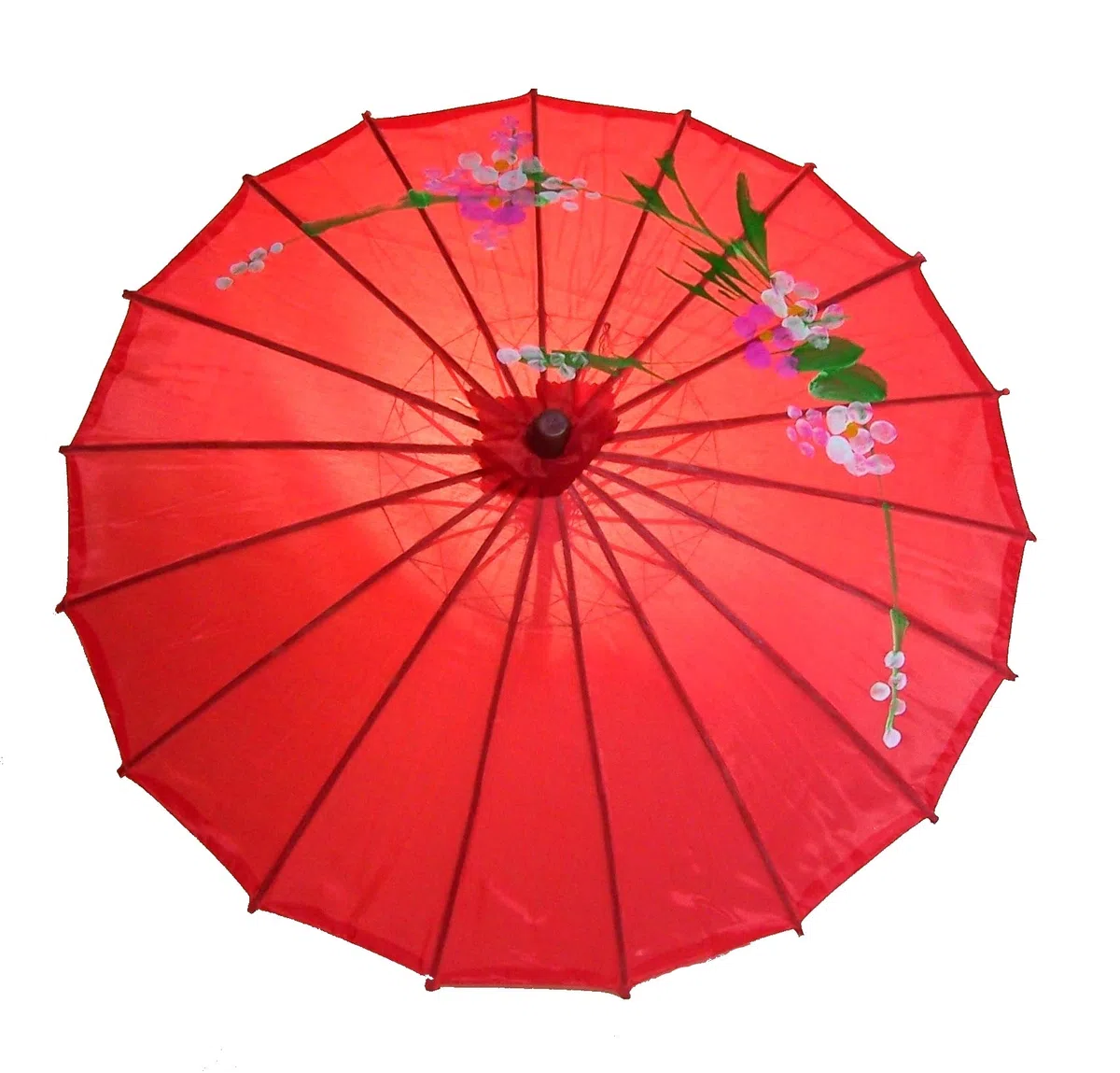 Sonnenschirm 001, Dekoschirm aus Kunstfaser, Wasserfest in rot aus Bambus