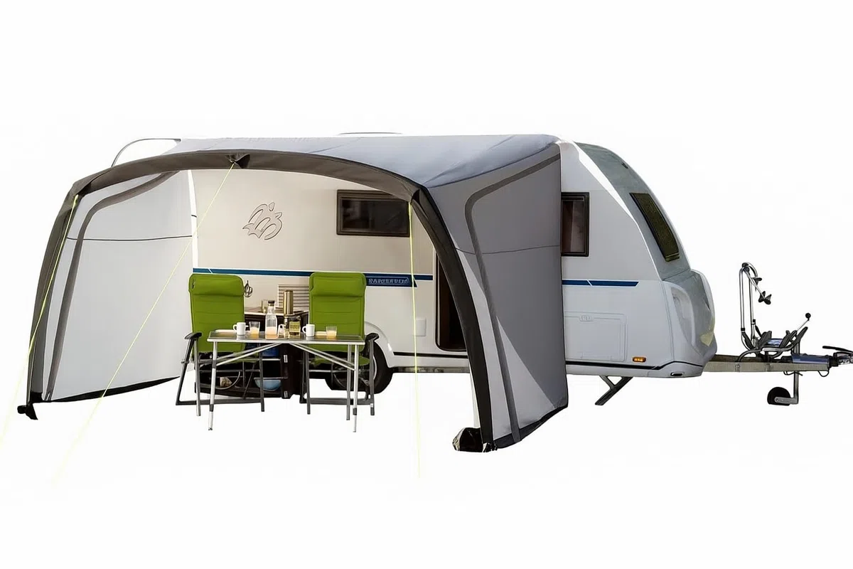 BERGER Sombra-Air 4m Vorzelt mit UV Schutz 50+ | Wasserabweisendes Busvorzelt | Sonnenvordach, Windschutz und Regenschutz für Bus, Van und Wohnmobil