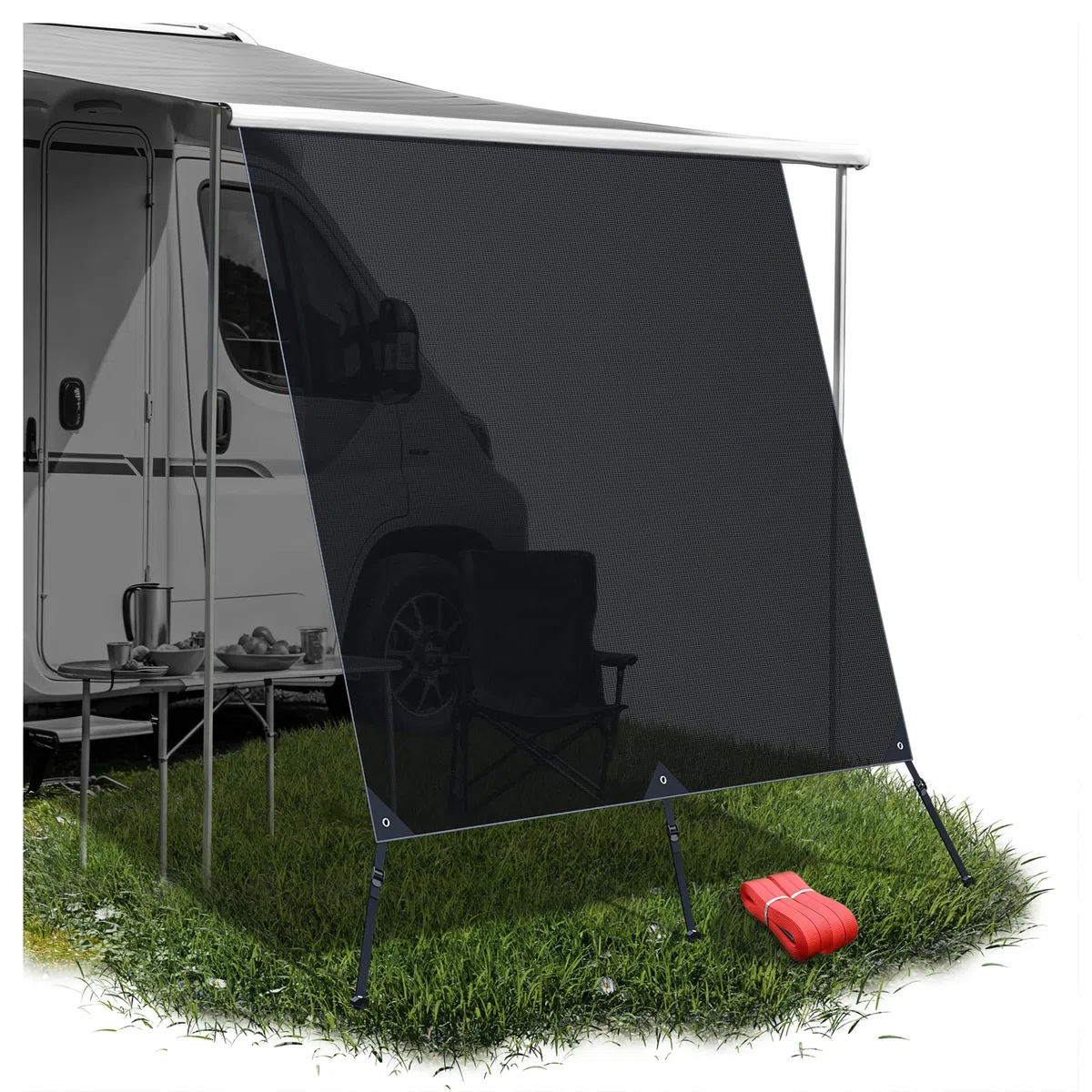 Sonnensegel für Wohnwagen & Wohnmobil 3,7 x 2,0 m mit Keder – Universeller Sonnenschutz – Passend für Thule Omnistor Markisen