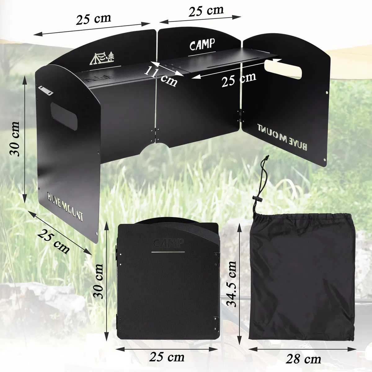 Faltbarer Windschutz Campingkocher, Campingkocher Windschutz Faltbarer Windschutz, Windschutzscheibe aus Stahl, Gaskocher Windschutzscheibe, Windfang zum Kochen, für Gaskocher, Grill Oder Shisha