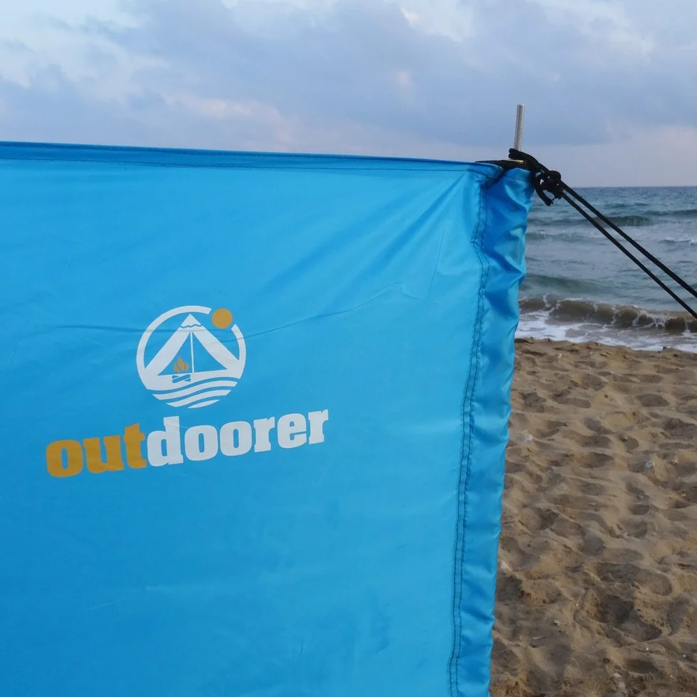 outdoorer Strand-Windschutz Aeolus II - idealer Wind- und Sichtschutz für Strand und Garten, 3m x 1,3m, inkl. Sandheringe, UV 60, leicht, kleines Packmaß