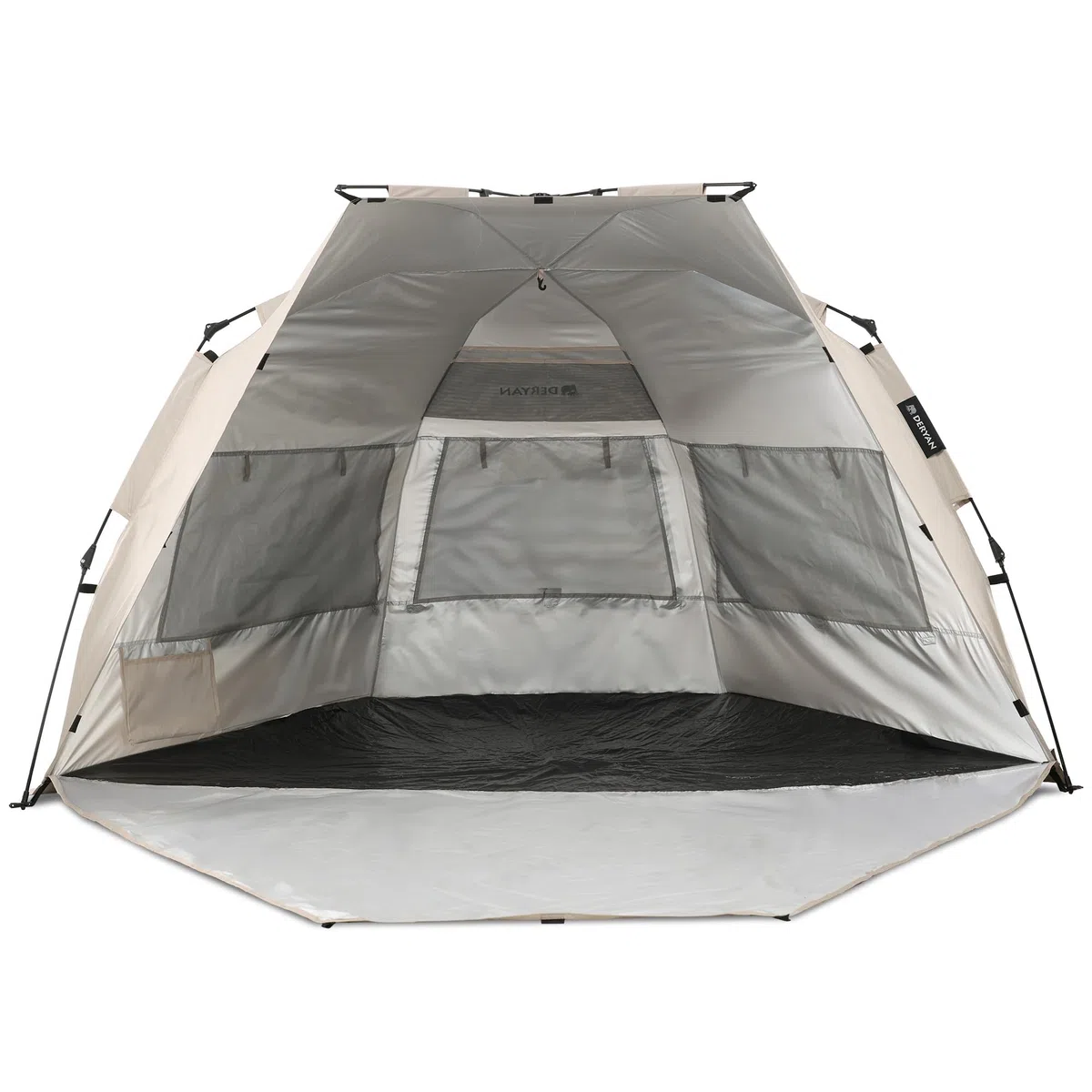 Deryan Up-to-Go Pop-Up Strandzelt für Kinder – UV-Schutz UPF 50+ und Windschutz, Kompakt & Faltbar, Tragbares Wurfzelt, 4 Personen, In 1 Sekunde aufgebaut – Silber