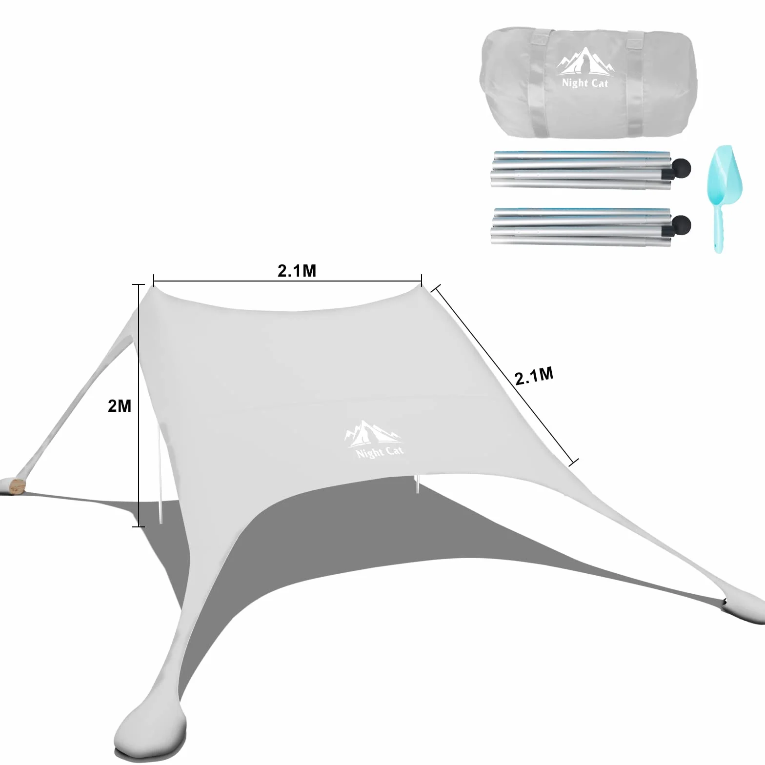 Night Cat Strandzelt Lycra Schatten Zelt Strandmuschel Sonnensegel Sun Shelter UV-Schutz UPF 50+ mit Sandsack Anker