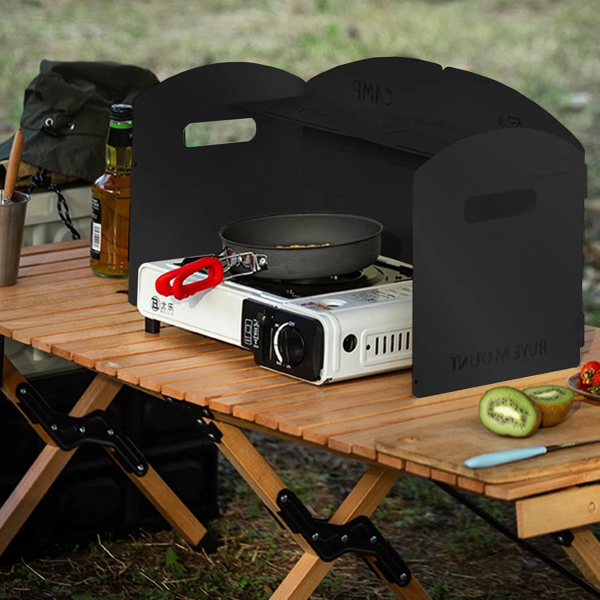 Faltbarer Windschutz Campingkocher, Campingkocher Windschutz Faltbarer Windschutz, Windschutzscheibe aus Stahl, Gaskocher Windschutzscheibe, Windfang zum Kochen, für Gaskocher, Grill Oder Shisha