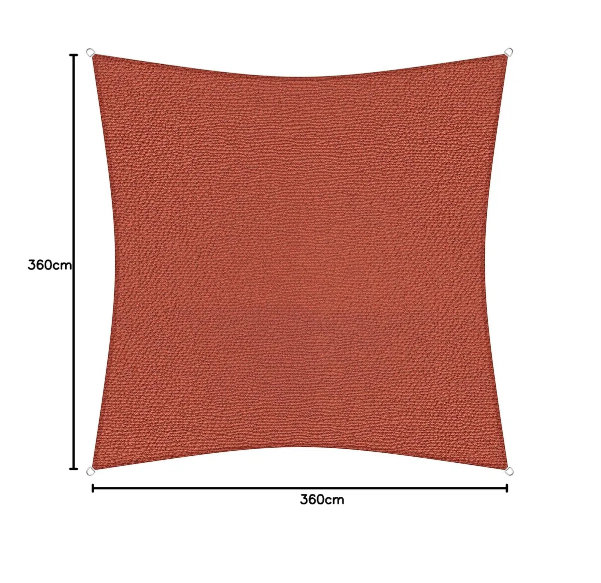 sunprotect 83266 Professional Sonnensegel, 3,6 x 3,6 m, Quadrat, Wind- & wasserdurchlässig, rot