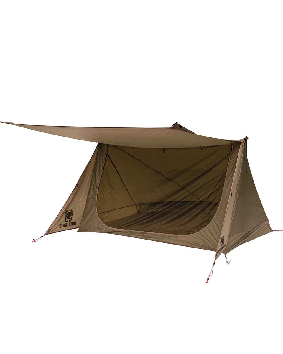 OneTigris Backwoods Bungalow 2,0 Zelt für 1-2 Personen Camping Zelt leichtes Wurfzelt wasserdicht 3 Jahreszeit Unterstand Zelt für Wandern Outdoor (Kojote Braun)