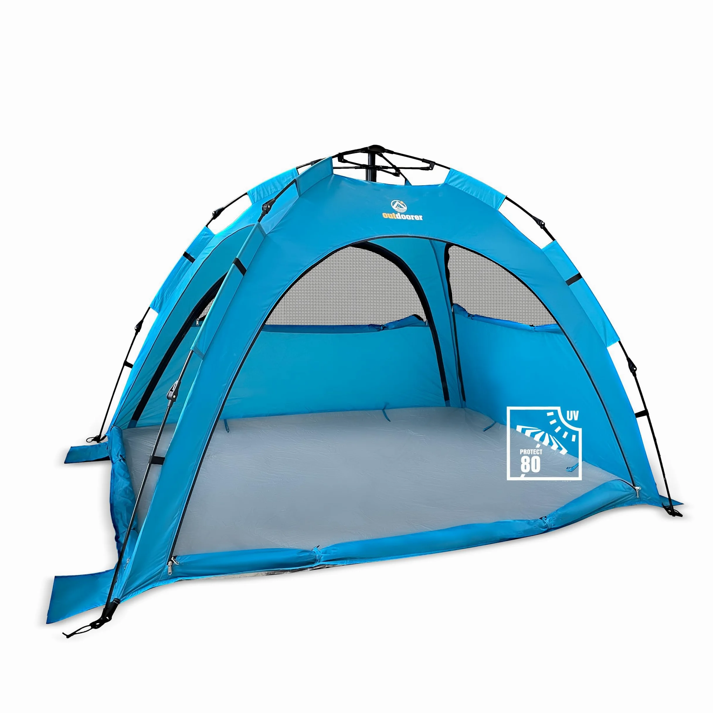 Outdoorer Sun Snapper Air UV 80 Quick-up-Strandmuschel mit 4 Türen und 3 Fenstern, Automatik-Strandzelt mit UV-Schutz 80
