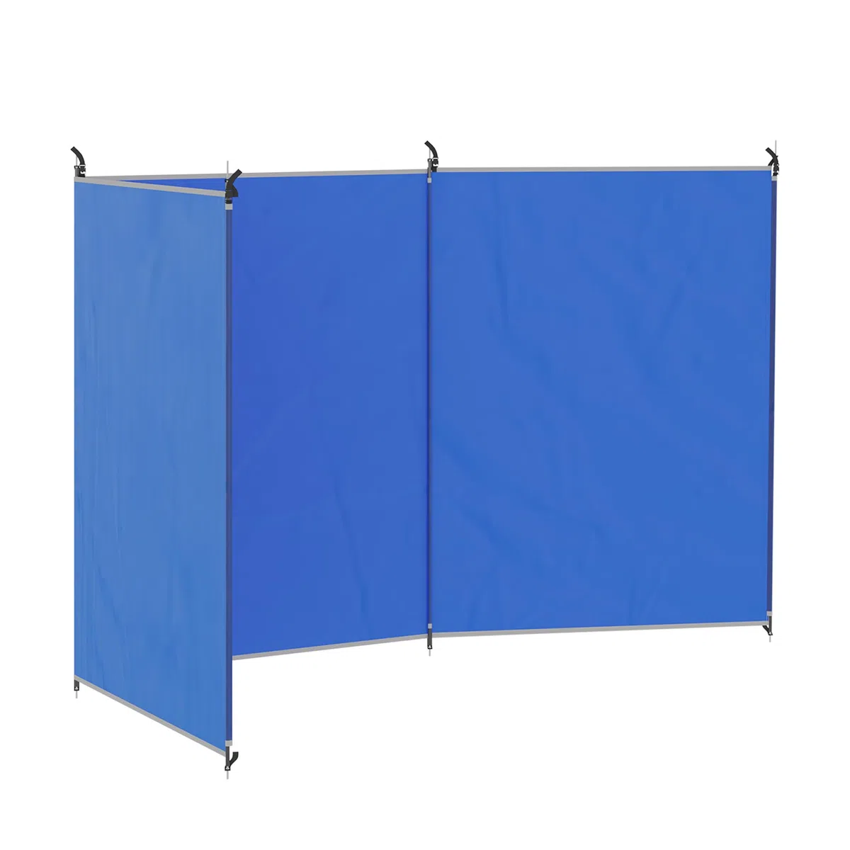 Outsunny Windschutz faltbar Camping Sichtschutz mit Tragetasche Stahlstangen Windfang Zaun Strandwindschutz Strandschutz für Camping Garten, Strand, Terrasse 450 x 150 cm Blau