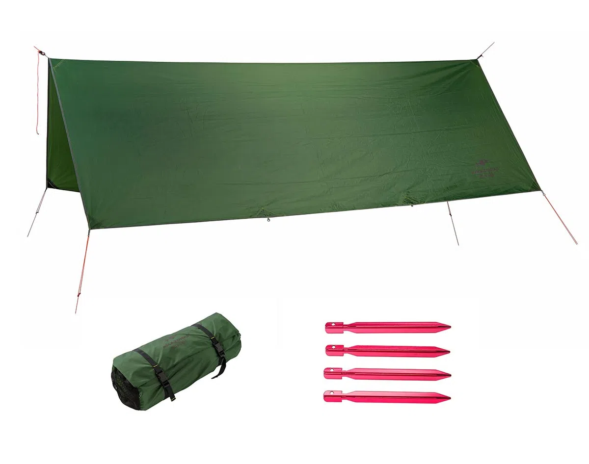 AMAZONAS Ultra-Light Traveller Tarp XXL 400 x 300 cm wasserdicht Grün 980g Packmaß 30,5 x 12cm