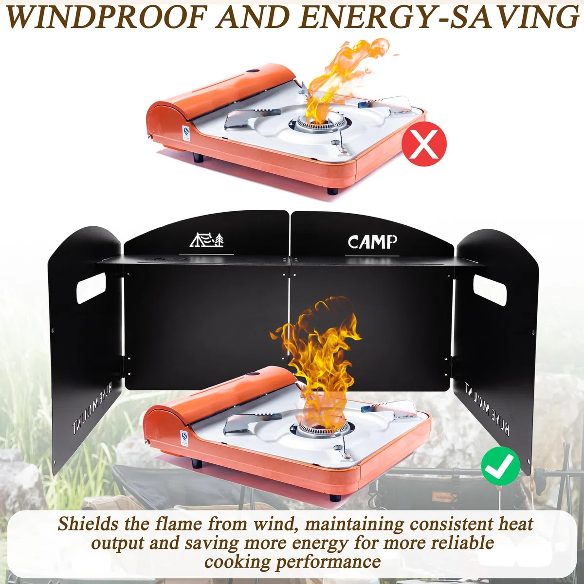 Faltbarer Windschutz Campingkocher, Campingkocher Windschutz Faltbarer Windschutz, Windschutzscheibe aus Stahl, Gaskocher Windschutzscheibe, Windfang zum Kochen, für Gaskocher, Grill Oder Shisha