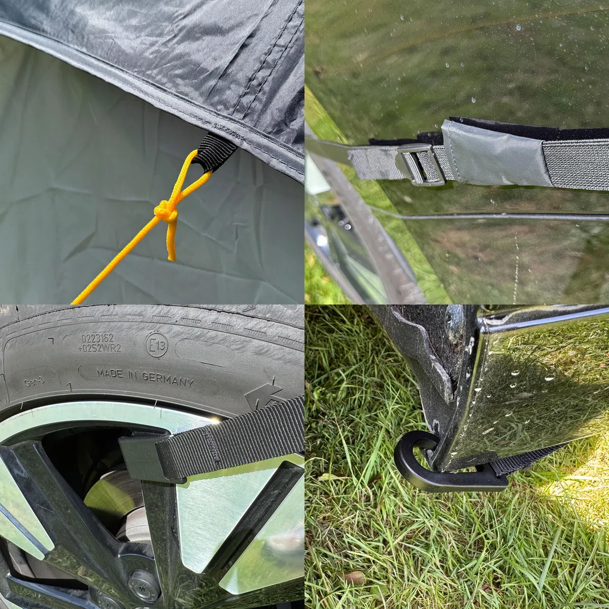 Heckzelt Auto 240 x 240 x 205 cm, Heckzelt SUV, Autozelt und Auto Heck Vorzelt für Van, Bus, PKW und Camping, freistehend, mit Moskitonetz, Anthrazit Grau