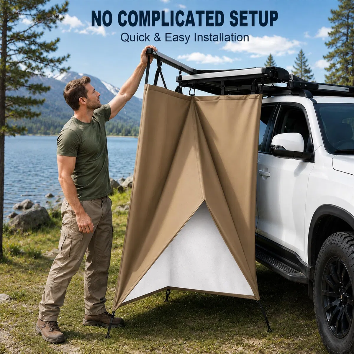 Duschzelt Camping, Oxford Wasserdicht Toilettenzelt, PrivatsphäRe SchutzräUme FüR Outdoor Campingdusche, Unverzichtbar Offroad ZubehöR, Aluminium&Stark ReißFest, Montiert Auf DachträGer Universal