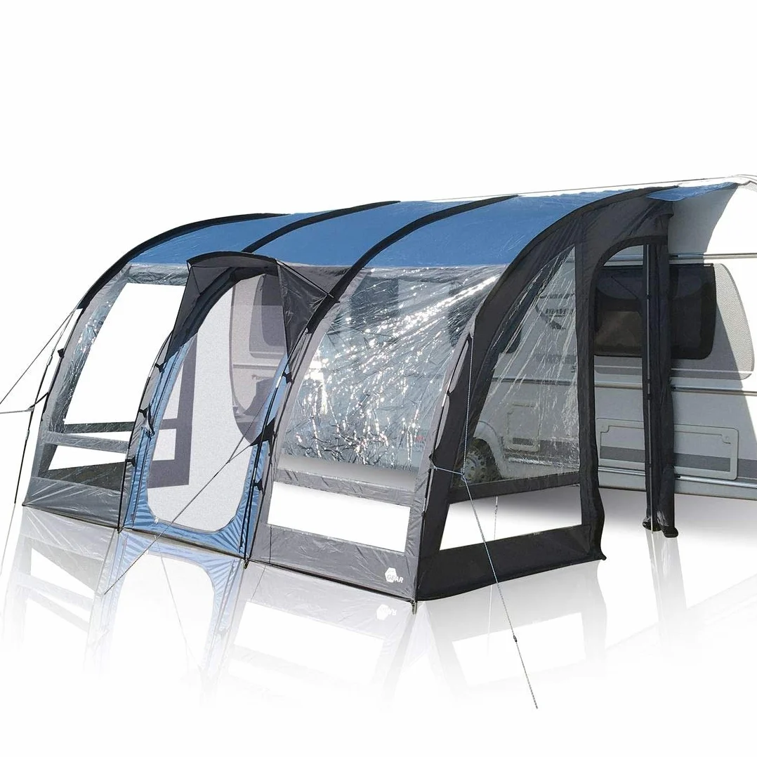 your GEAR Wohnwagenvorzelt Verona 390 Caravan Zelt Teilvorzelt UV 50+ Schutz wasserdicht 5000mm Reisevorzelt Blau Grau