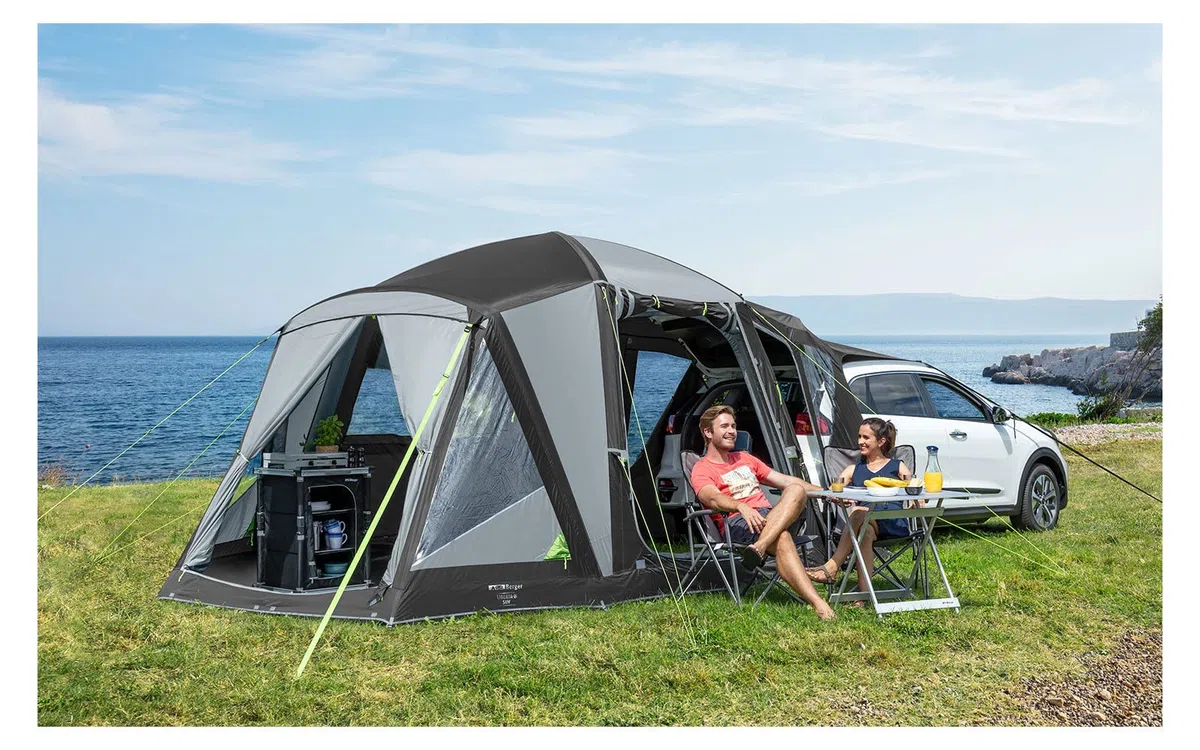 BERGER Heckzelt Liberta Air SUV │ aufblasbares, freistehendes Outdoor Zelt Luftzelt │ Autozelt Vorzelt Camping Zelt für Bus, Van, Auto │ Schnellaufbau Campingzelt groß inkl. Luftpumpe