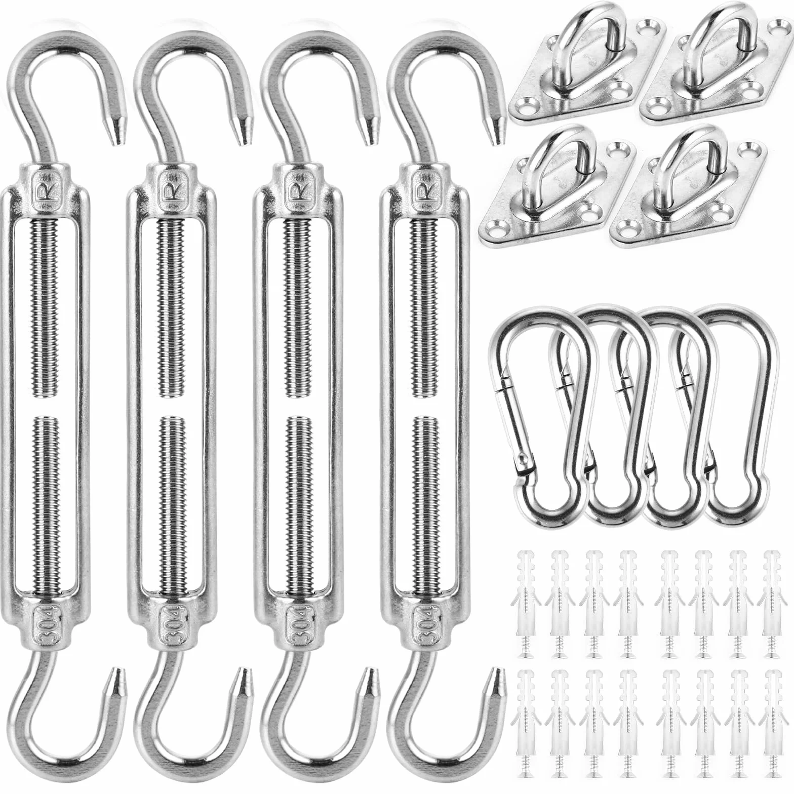 M6 Sonnensegel Befestigungsset - 304 Sonnensegel Edelstahl Montage Set - Sonnensegel Kit - Sonnensegel Befestigungsset für Viereck und Dreieck