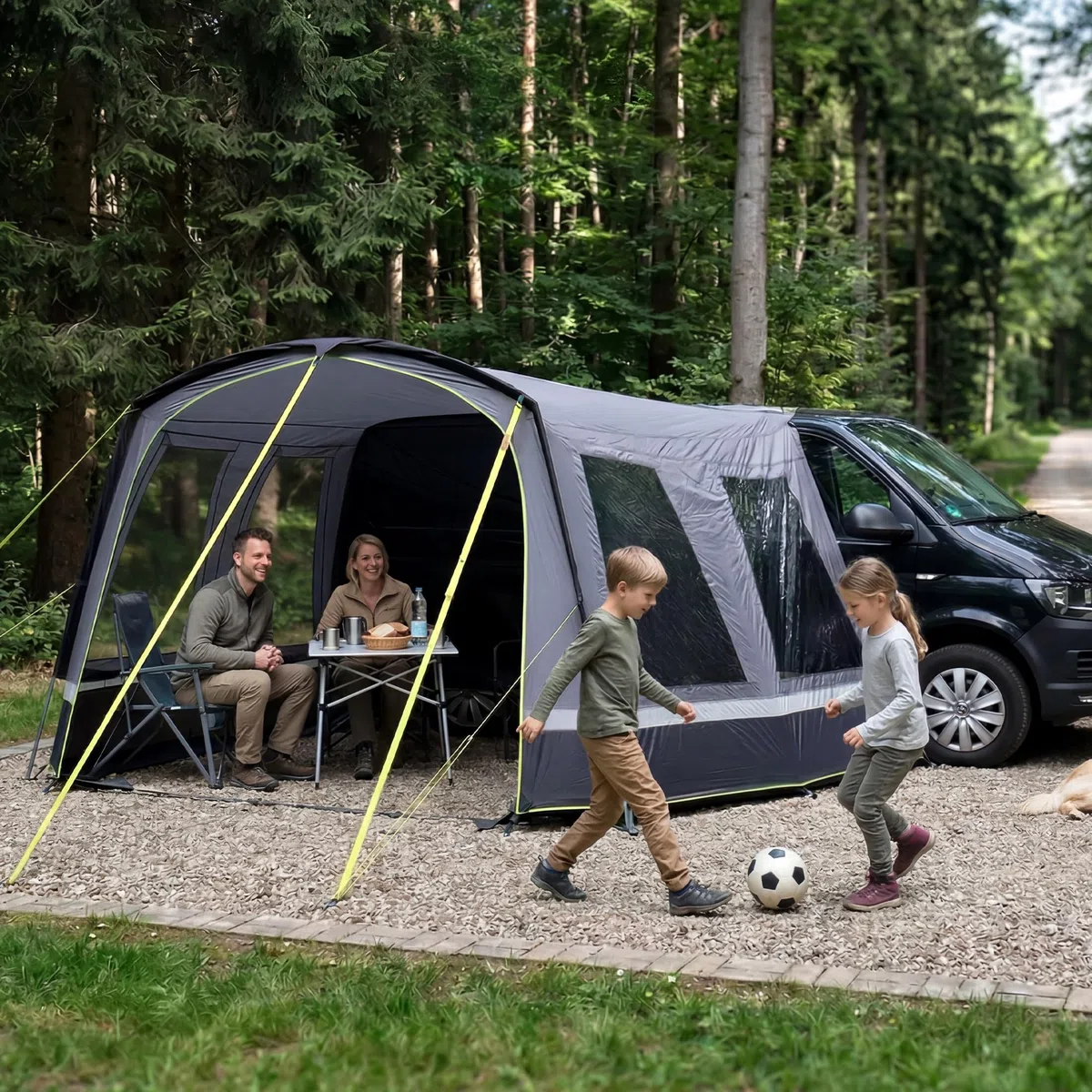 High Peak Busvorzelt Auto freistehend, Heckzelt Autozelt mit Kederanschluss, höhenverstellbarer Anschluss, Vorzelt für SUV, Van, Bus, Wohnmobil, Campervan, Wohnwagen, Camping Reise Outdoor