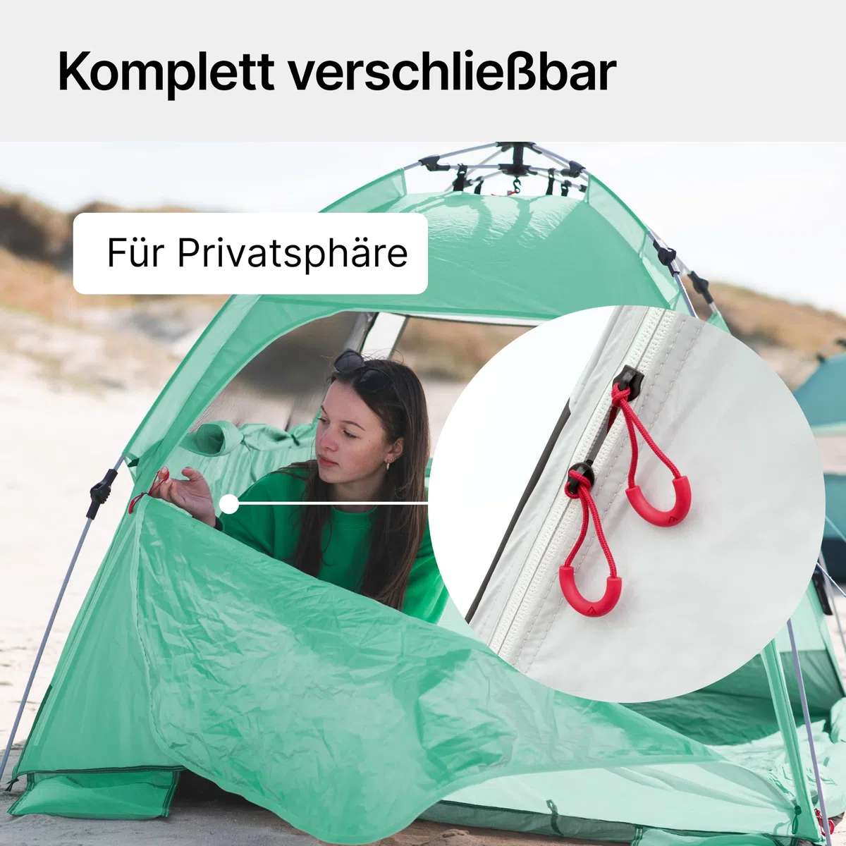qeedo Quick Palm Strandmuschel UV-Schutz UV80 Leichtes Strandzelt Quick-Up System Sonnenschutz Windschutz