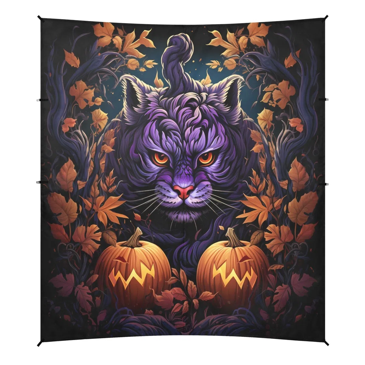 Dunkle Katze Halloween Strandzelt Sonnenschutz Camping-Vordach,Einfach Aufzubauen,Tragbar mit Sandsäcken für Angeln und Picknick im Freien